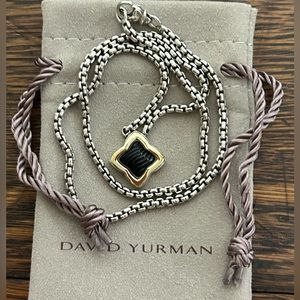 DY Onyx/ 18k Gold/ Sterling Silver Quatrefoil Necklace